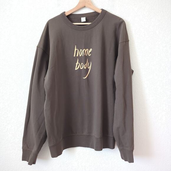 KOTN Sweatshirt Womens XXL Crewneck Brown "Home Body" Rupi Kaur Loungewear - Picture 5 of 8